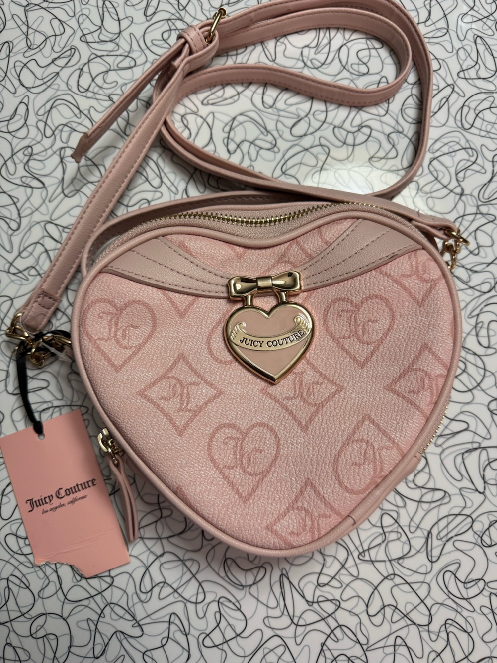 Juicy Couture Blush Pink Heart-Shaped Crossbody Bag